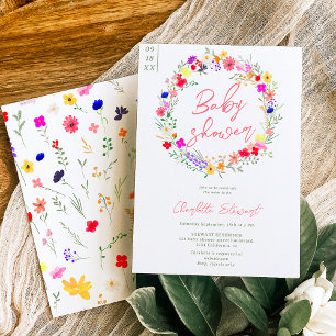Invitación Moda moderna boho flores silvestres brillantes duc