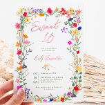 Invitación Moda moderna boho flores silvestres brillantes Swe<br><div class="desc">Añada un toque de elegancia bohemia a sus eventos con nuestra Moda moderna Boho Bright Elegant Colorful wild flowers Invitación dulce de 16 años. Flores botánicas de tonos rosa,  rojo,  verde y morado inspiradas en flores silvestres y jardines rústicos acuarelas con vegetación sutil y tipografía moderna de escritura boho.</div>