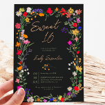 Invitación Moda moderna boho flores silvestres brillantes Swe<br><div class="desc">Añada un toque de elegancia bohemia a sus eventos con nuestra Moda moderna Boho Bright Elegant Colorful wild flowers Invitación dulce de 16 años. Flores botánicas de tonos rosa, rojo, verde y morado inspiradas en flores silvestres y jardines rústicos acuarelas con vegetación sutil y tipografía moderna de escritura boho sobre...</div>