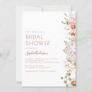 Invitación Moda Moderna Boho Pampas Ducha nupcial