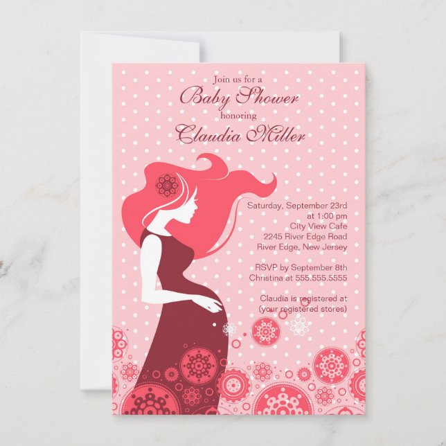 Invitación Moda moderna Chica embarazada Baby Shower (Anverso)