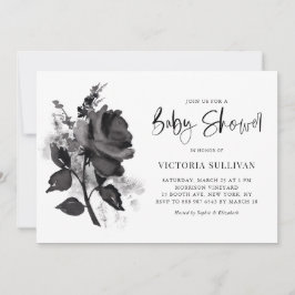 Invitación Moda moderna color de agua negro Rosa Baby Shower