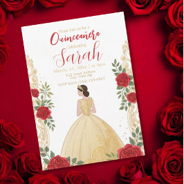 Invitación Moda moderna con estilo Dorado Floral Cumpleaños