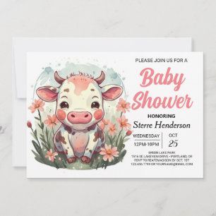 Invitación Moda moderna Cute Cow Baby Shower