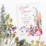 Invitación Moda moderna de flores silvestres guión de lluvia<br><div class="desc">Elegante ilustracion de flores de verano primavera moderna con flores silvestres de bonito y escritura de pincel ducha de novia con una moderna tipografía de caligrafía con flores rojas,  violetas,  rosas,  de terracota.</div>