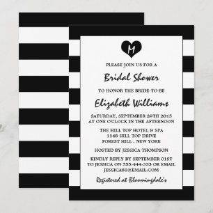Invitación Moda moderna ducha de novia negra y blanca
