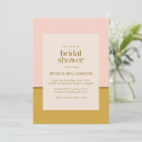 Moda moderna ducha de novia rosa y amarillo mostaz