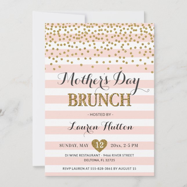 Invitación Moda moderna elegante de brunch del Día de la Madr (Anverso)