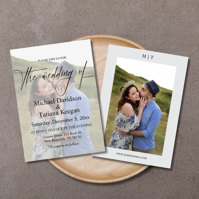 Invitación moda moderna elegante guión 2 fotos boda (Subido por el creador)
