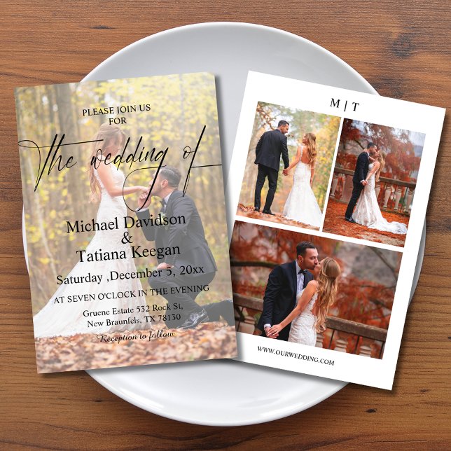 Invitación moda moderna elegante guión 4 fotos boda (Subido por el creador)