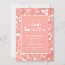 Invitación Moda Moderna Elegante Rosa Luces De Bokeh Quinceañ