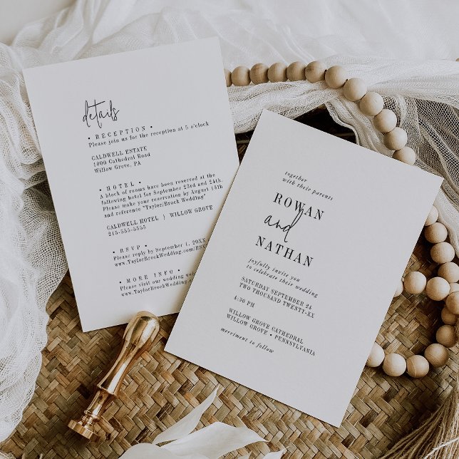 Invitación Moda moderna en blanco y negro todo en un Boda (Subido por el creador)