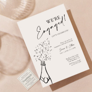 Invitación Moda moderna Estamos comprometidos Fiesta de champ
