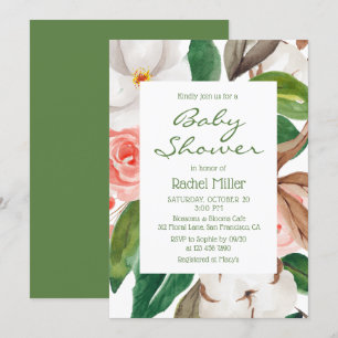 Invitación Moda moderna Floral acuarela Baby Shower