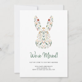 Invitación Moda moderna Floral Bunny Easter Nos hemos mudado