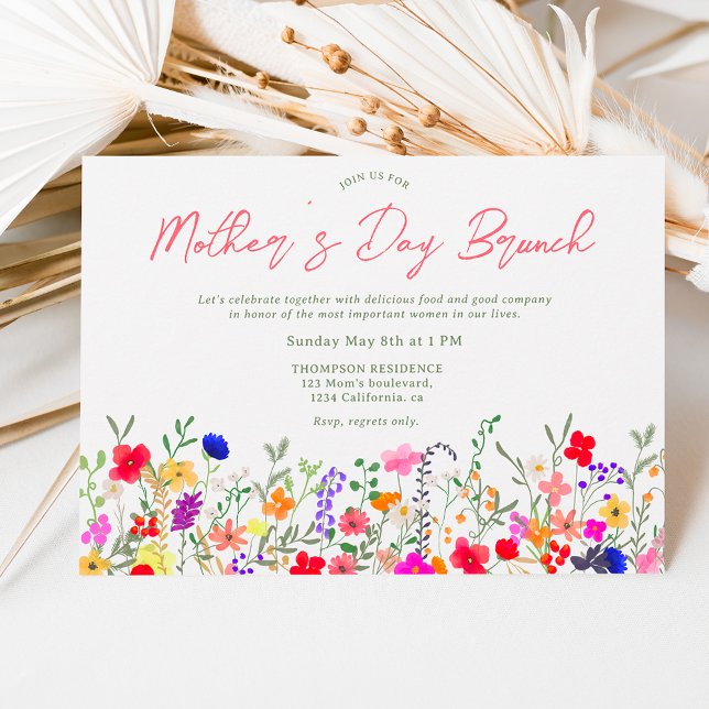 Invitación Moda moderna guión de flor silvestre brunch del dí (Subido por el creador)