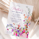 Invitación Moda moderna guión de flor silvestre brunch del dí<br><div class="desc">¡Celebremos a todas las madres! Elegante ilustracion de flores de verano primavera moderna con bonito flor silvestre y escritura de broche invitación de la fiesta de brunch del día de la madre con una moderna tipografía de caligrafía con flores rojas,  violetas,  rosadas,  de terracota sobre blanco</div>