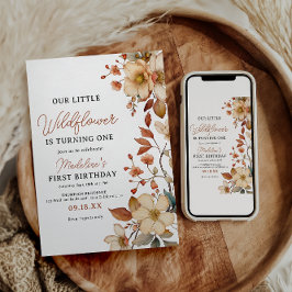 Invitación Moda moderna Guión de flor silvestre Primer Chica