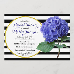 Invitación Moda moderna Hidrangea azul Boda ducha de novia