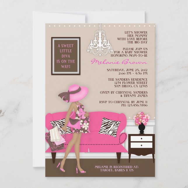 Invitación Moda moderna Mamá Baby Shower invita (Anverso)