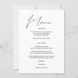 Invitación Moda moderna Menú en blanco y negro