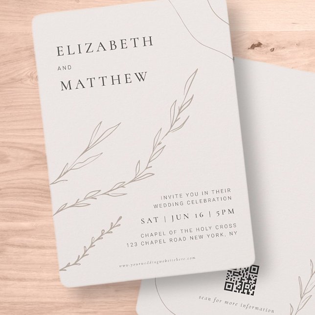 Invitación Moda moderna minimalista Foliage Boda botánico (Subido por el creador)