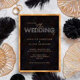 Invitación Moda moderna negro y oro Boda lujoso