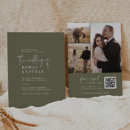 Invitación Moda moderna Olive Green QR Code Boda de fotografí