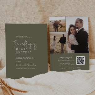 Invitación Moda moderna Olive Green QR Code Boda de fotografí