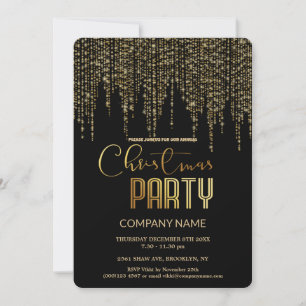 Invitación Moda moderna, oro corporativo y negro