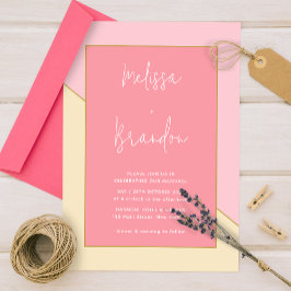 Invitación Moda moderna Pastel Crema Rosa Boda de guión dorad