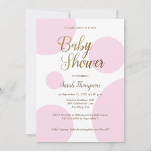Invitación Moda moderna Polka dot pink Gold Baby Shower