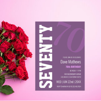 Invitación Moda moderna Purple 70 cumpleaños