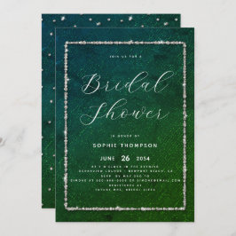 Invitación Moda moderna Purpurina espumoso ducha esmeralda de