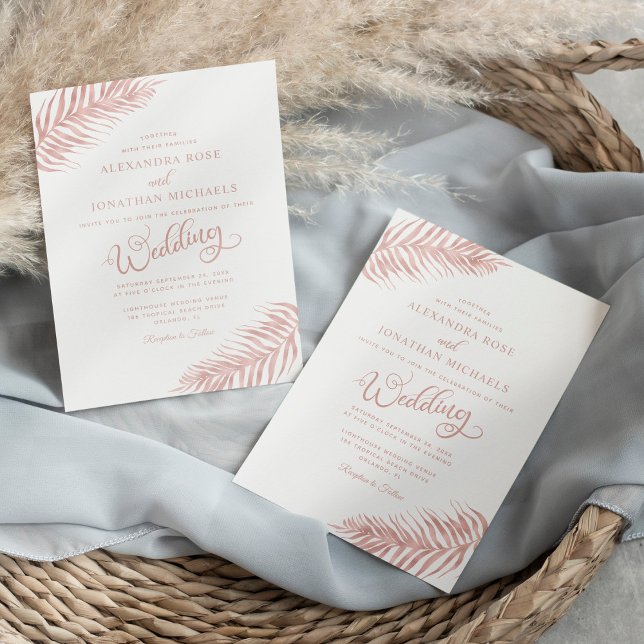 Invitación Moda moderna Rosa de hoja de palma Boda tropical d (Subido por el creador)