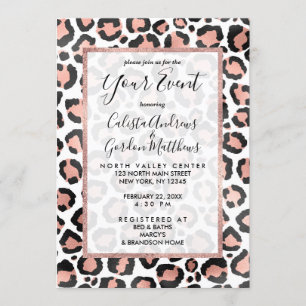 Invitación Moda moderna Rosa negro Relieve metalizado dorado 