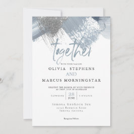 Invitación Moda moderna rústica Pinceles azules turbios