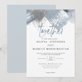 Invitación Moda moderna rústica Pinceles azules turbios