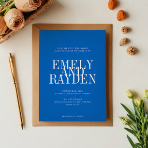 Invitación Moda moderna Sapphire Azul QR Boda de código Invit