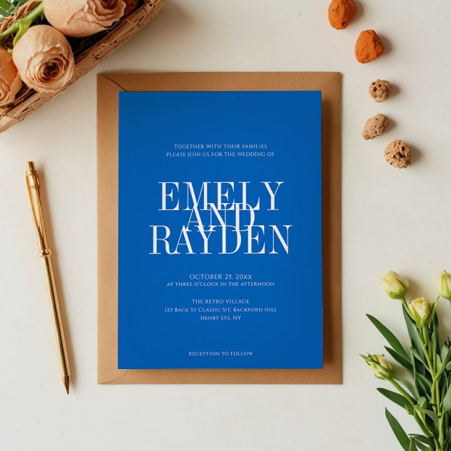 Invitación Moda moderna Sapphire Azul QR Boda de código Invit (Subido por el creador)