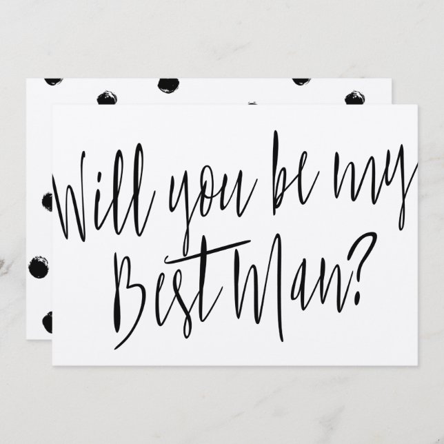 Invitación Moda moderna "¿Serás mi mejor hombre?" (Anverso / Reverso)