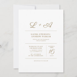 Invitación Moda moderna simple boda inicial de oro minimalist