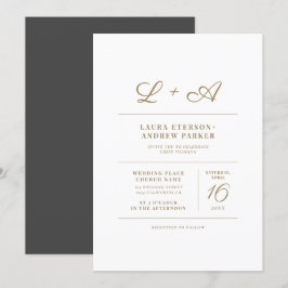 Invitación Moda moderna simple boda inicial de oro minimalist