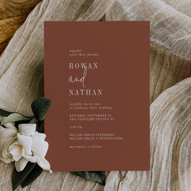 Invitación Moda moderna Terracota Rust Casual Boda (Subido por el creador)