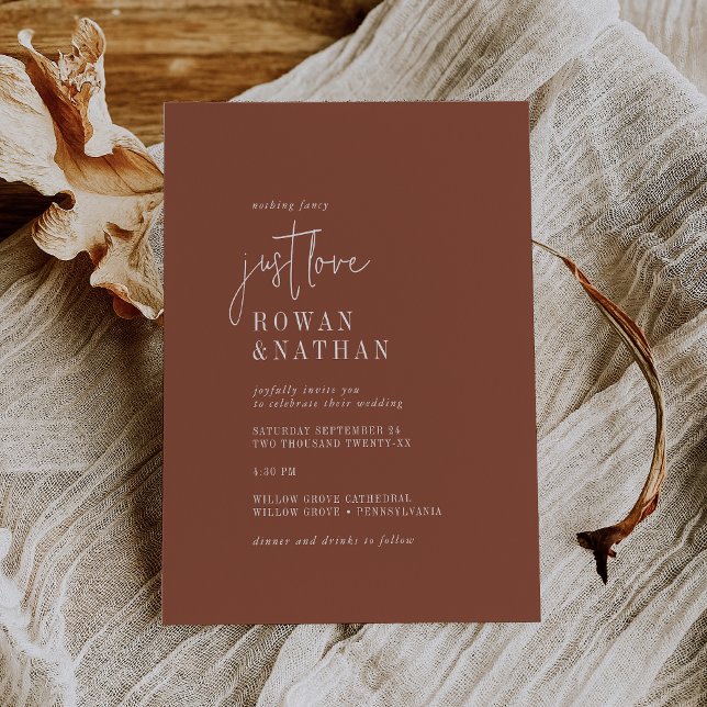 Invitación Moda moderna Terracota Rust Just Love Boda (Subido por el creador)
