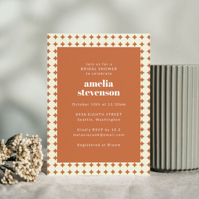Invitación Moda moderna Terracotta Dots Bridal Shower (Subido por el creador)
