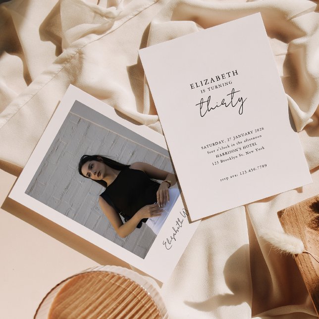 Invitación Moda moderna Treinta Fotos Fiesta de Cumpleaños (Subido por el creador)