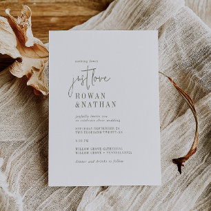 Invitación Moda moderna Verde y blanco sólo amor Boda