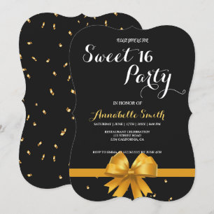 Invitación Moda moderna y elegante dulce negro y dorado 16