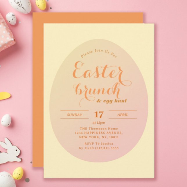Invitación Moda Moderno Brunch de Pascua Huevos Caza Naranja  (Subido por el creador)